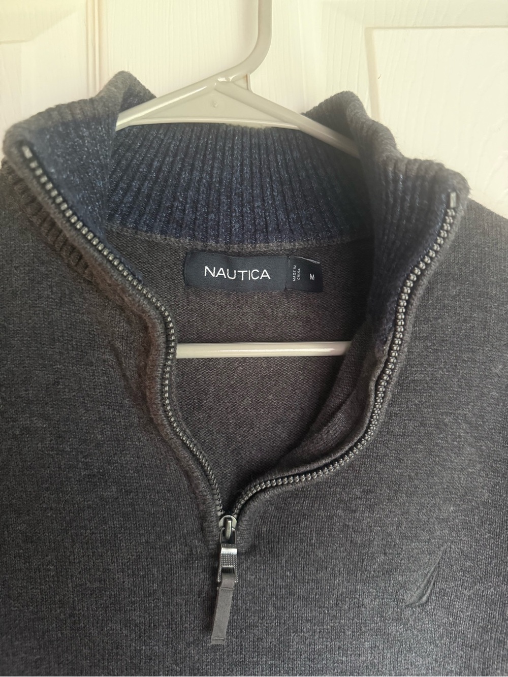 Nautica Men's Dark Charcoal Zip-Neck Sweater